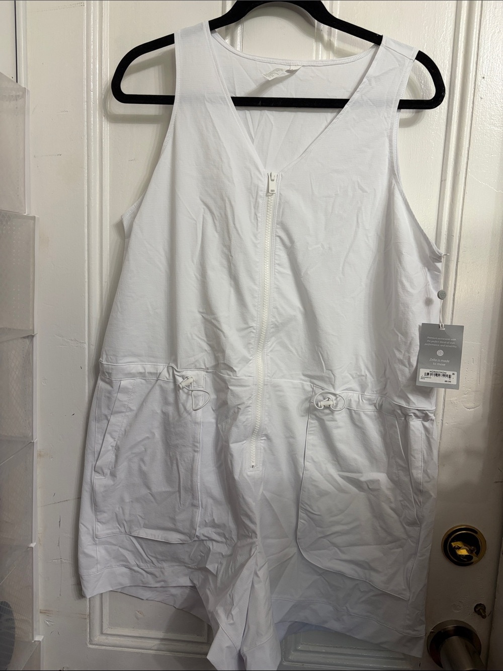 Zella White Activewear Romper with Zip